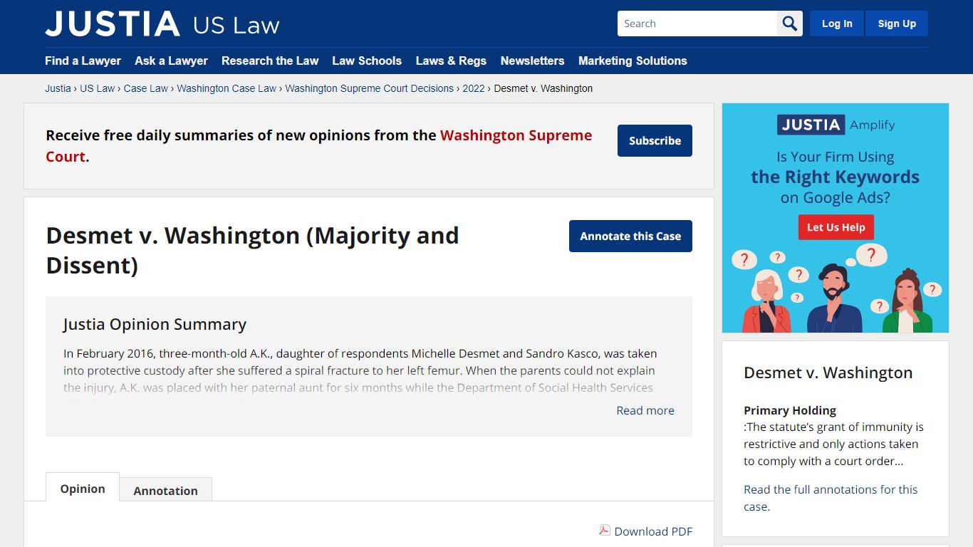 Desmet v. Washington :: 2022 :: Washington Supreme Court Decisions ...